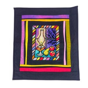Laura Gaskin Lamplight Fruit Hand Embroidered Quilted Wall Hanging 2007 NC Art M